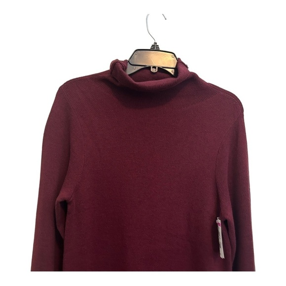 caslon Double Knit Long Sleeve Turtleneck Sweater Dress in wine color - Picture 9 of 14